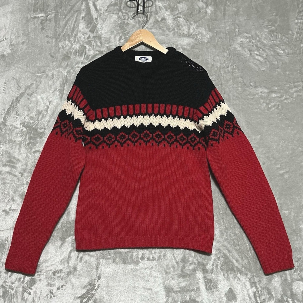 Vintage Old Navy Sweater Lambswool Mens Small Nordic Fair Isle Preppy Layering